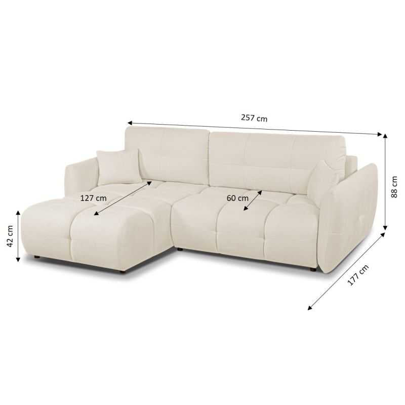 Canapé d'angle convertible et réversible COMO 4 places tissu chenille écru