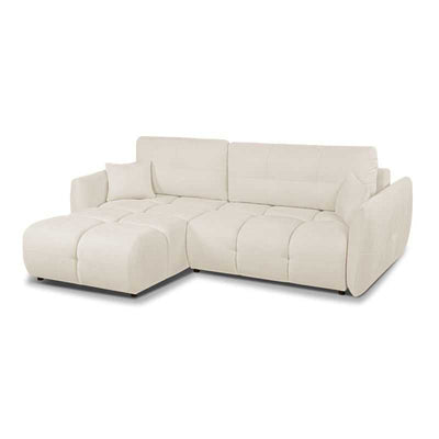 Canapé d'angle convertible et réversible COMO 4 places tissu chenille écru