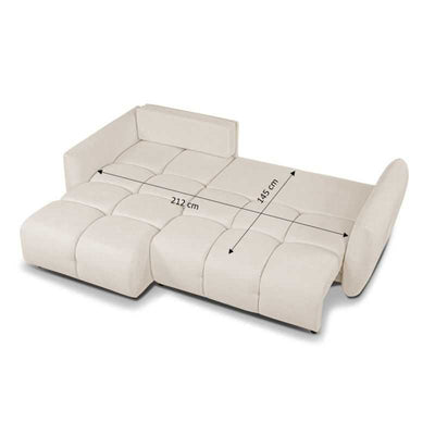 Canapé d'angle convertible et réversible COMO 4 places tissu chenille écru