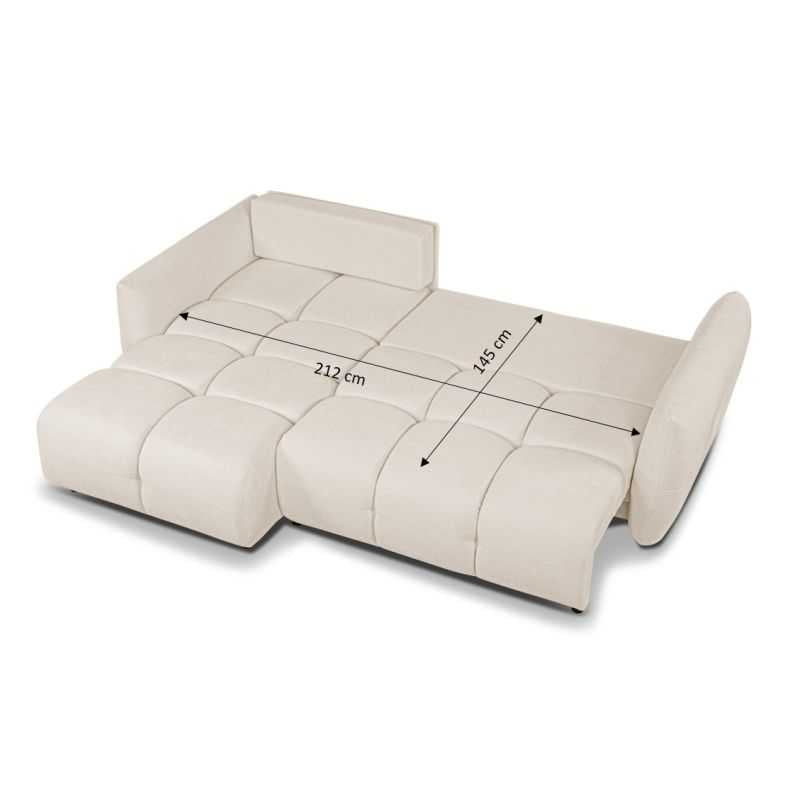 Canapé d'angle convertible et réversible COMO 4 places tissu chenille écru