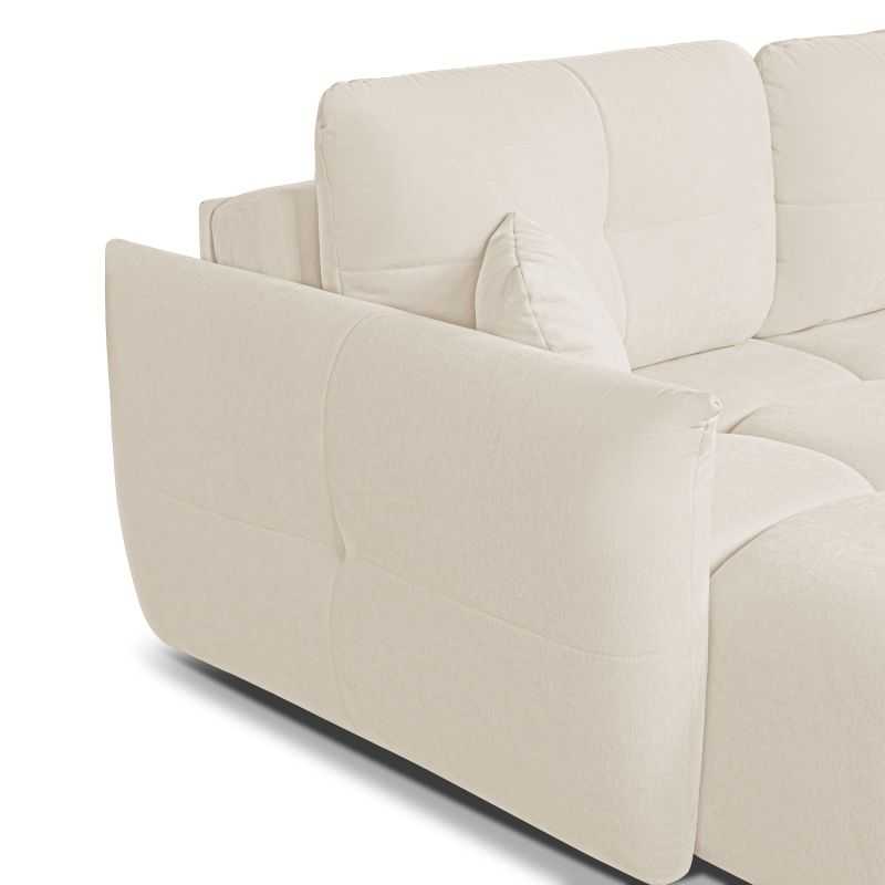Canapé d'angle convertible et réversible COMO 4 places tissu chenille écru