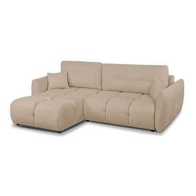 Canapé d'angle convertible et réversible COMO 4 places tissu chenille grège