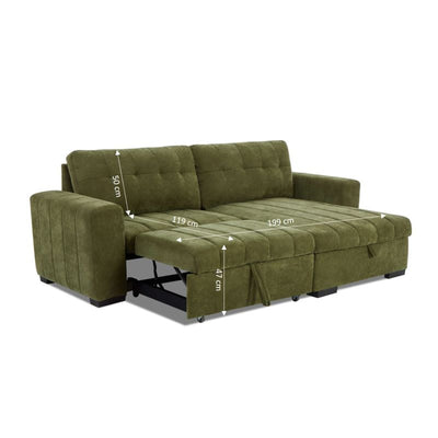 Canapé d'angle convertible réversible ARISTA 4 places tissu vert