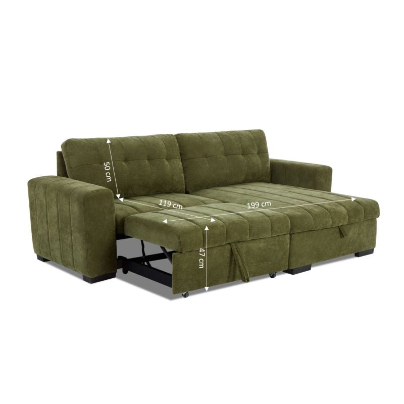 Canapé d'angle convertible réversible ARISTA 4 places tissu vert