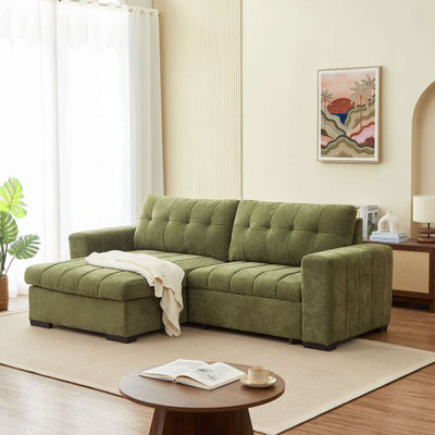 Canapé d'angle convertible réversible ARISTA 4 places tissu vert