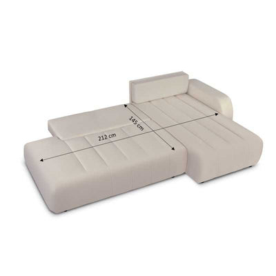 Canapé d'angle droit convertible BELEM 4/5 places tissu chenille grège