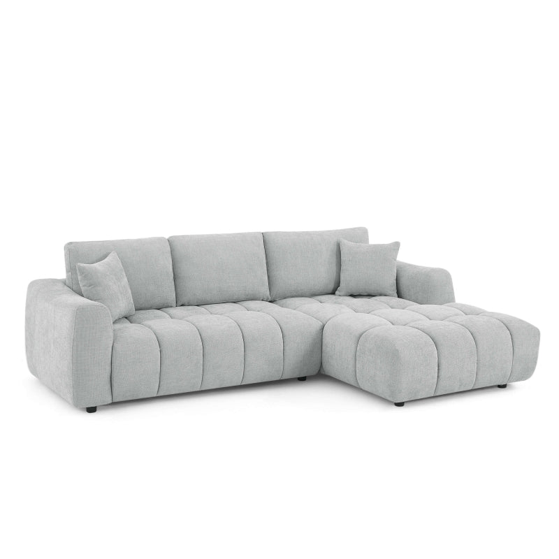 Canapé d'angle droit fixe KEREA 4 places tissu chenille gris
