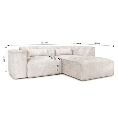 Canapé d'angle droit fixe NUNA 4 places tissu beige