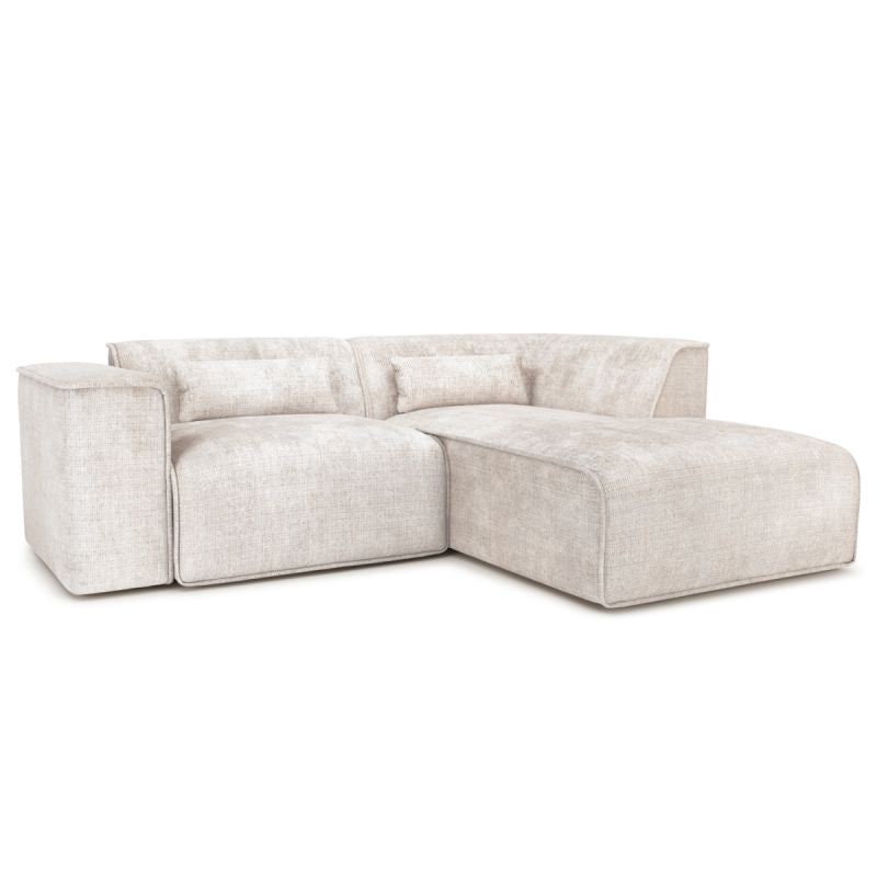 Canapé d'angle droit fixe NUNA 4 places tissu beige