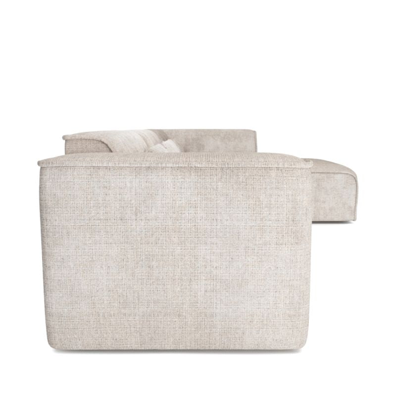 Canapé d'angle droit fixe NUNA 5/6 places tissu beige