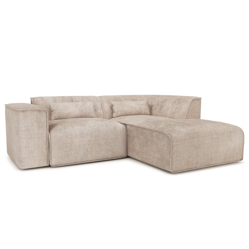 Canapé d'angle droit fixe NUNA 4 places tissu taupe