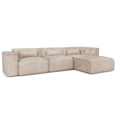 Canapé d'angle droit fixe NUNA 5/6 places tissu taupe