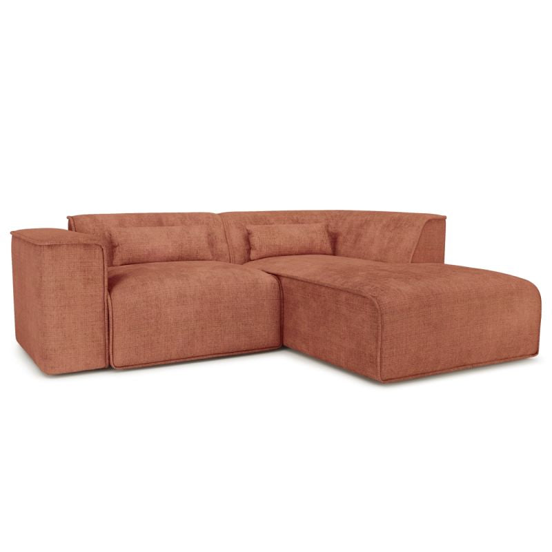 Canapé d'angle droit fixe NUNA 4 places tissu terracotta