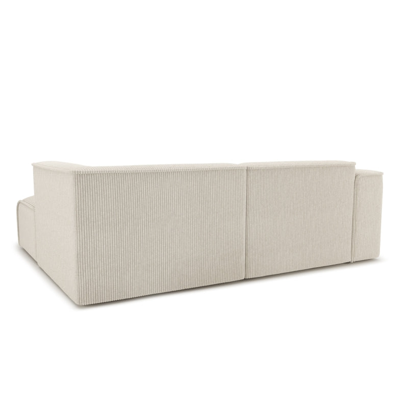 Canapé d'angle droit fixe NUNA 4 places velours côtelé beige
