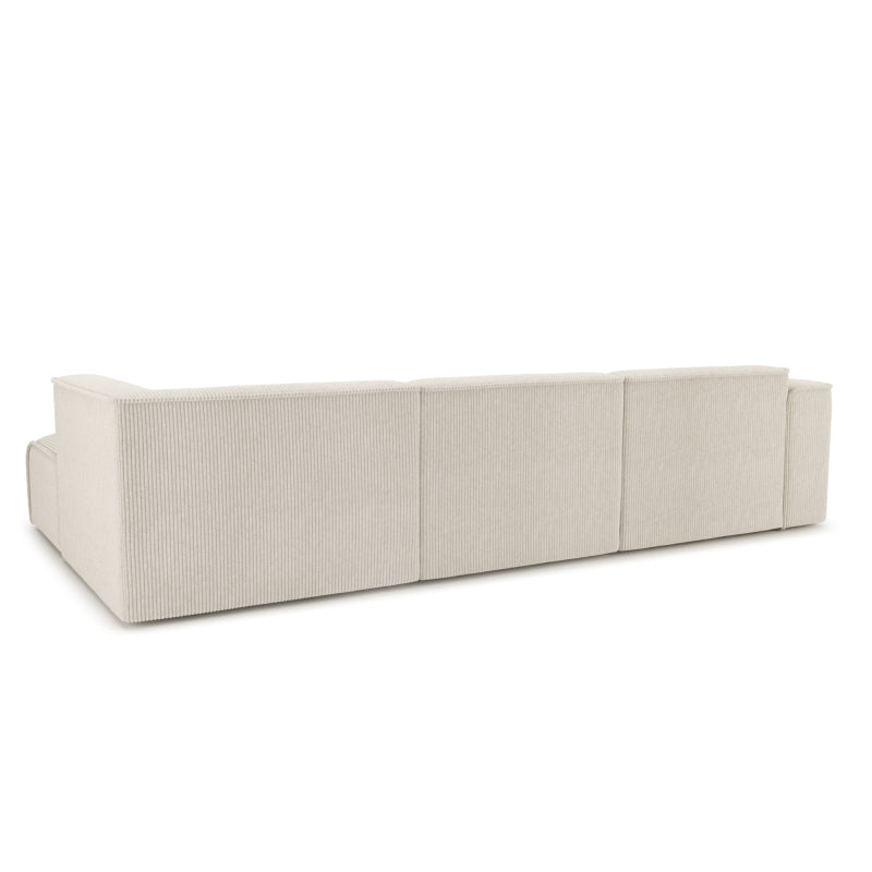 Canapé d'angle droit fixe NUNA 5/6 places velours côtelé beige