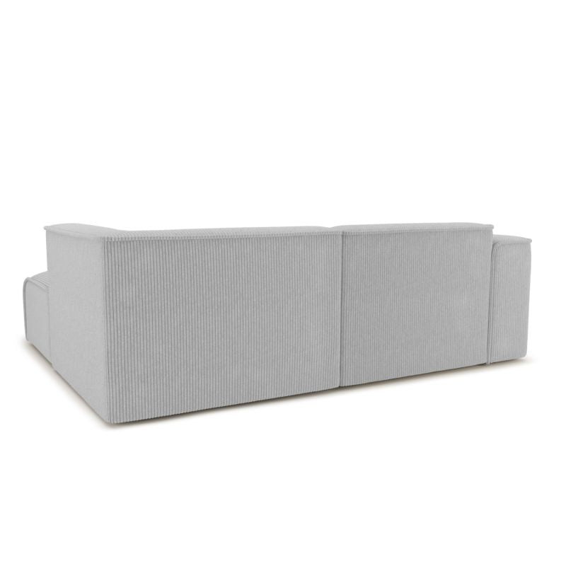 Canapé d'angle droit fixe NUNA 4 places velours côtelé gris