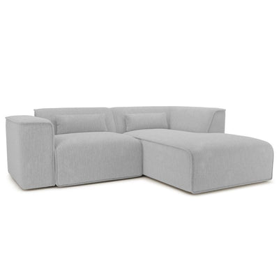 Canapé d'angle droit fixe NUNA 4 places velours côtelé gris