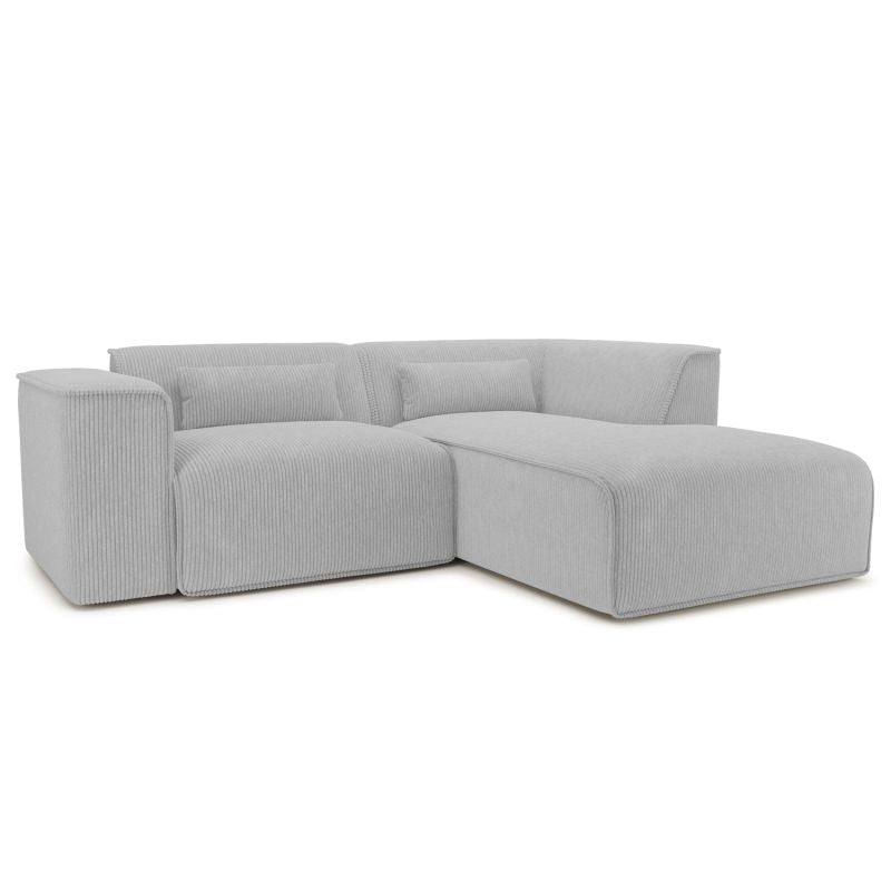 Canapé d'angle droit fixe NUNA 4 places velours côtelé gris