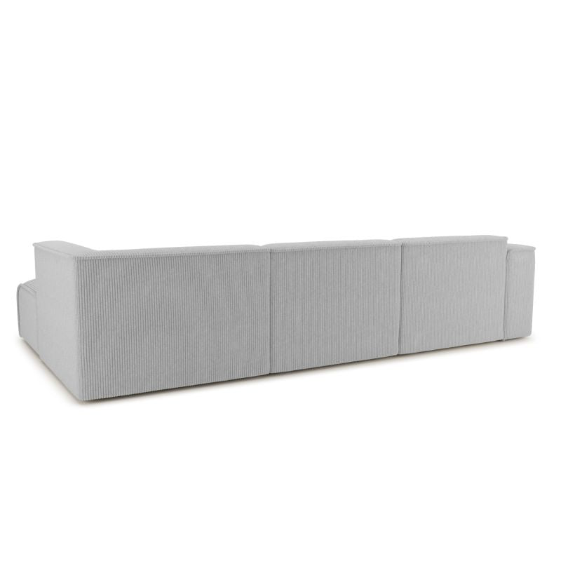 Canapé d'angle droit fixe NUNA 5/6 places velours côtelé gris