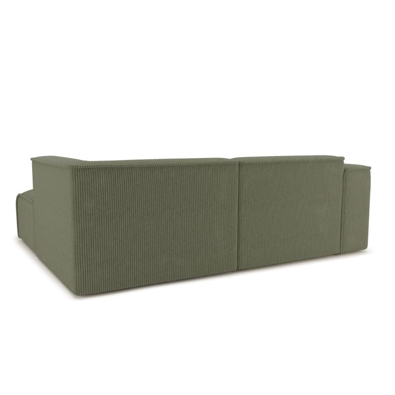 Canapé d'angle droit fixe NUNA 4 places velours côtelé vert