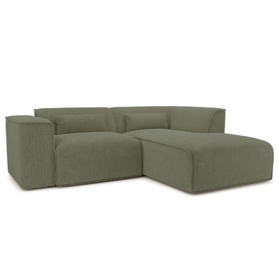 Canapé d'angle droit fixe NUNA 4 places velours côtelé vert