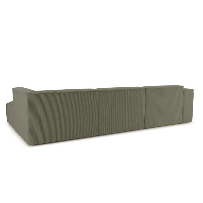 Canapé d'angle droit fixe NUNA 5/6 places velours côtelé vert
