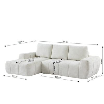 Canapé d'angle gauche compressé AUREA 4 places tissu beige