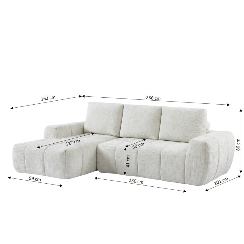 Canapé d'angle gauche compressé AUREA 4 places tissu beige