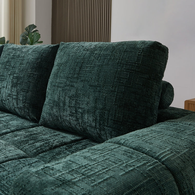 Canapé d'angle gauche compressé AUREA 4 places tissu vert