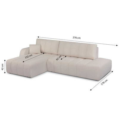 Canapé d'angle gauche convertible BELEM 4/5 places tissu chenille grège