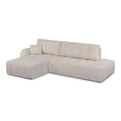 Canapé d'angle gauche convertible BELEM 4/5 places tissu chenille grège