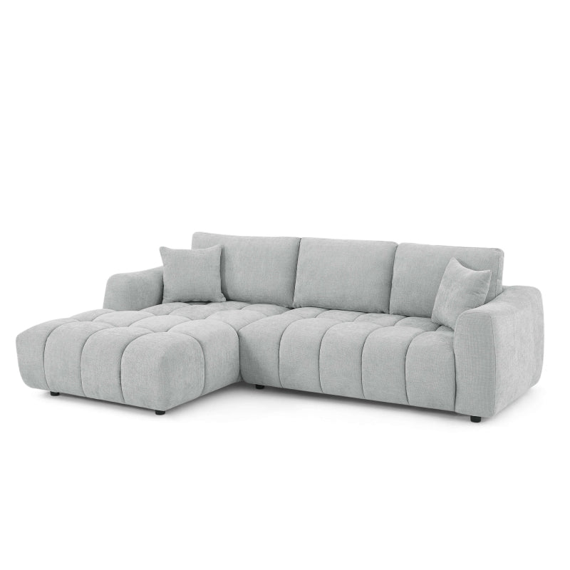 Canapé d'angle gauche fixe KEREA 4 places tissu chenille gris