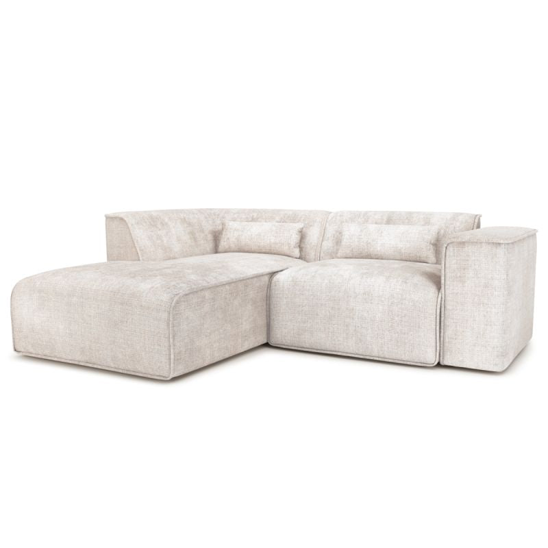 Canapé d'angle gauche fixe NUNA 4 places tissu beige