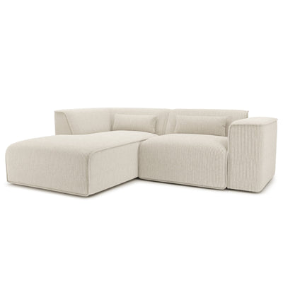 Canapé d'angle gauche fixe NUNA 4 places velours côtelé beige