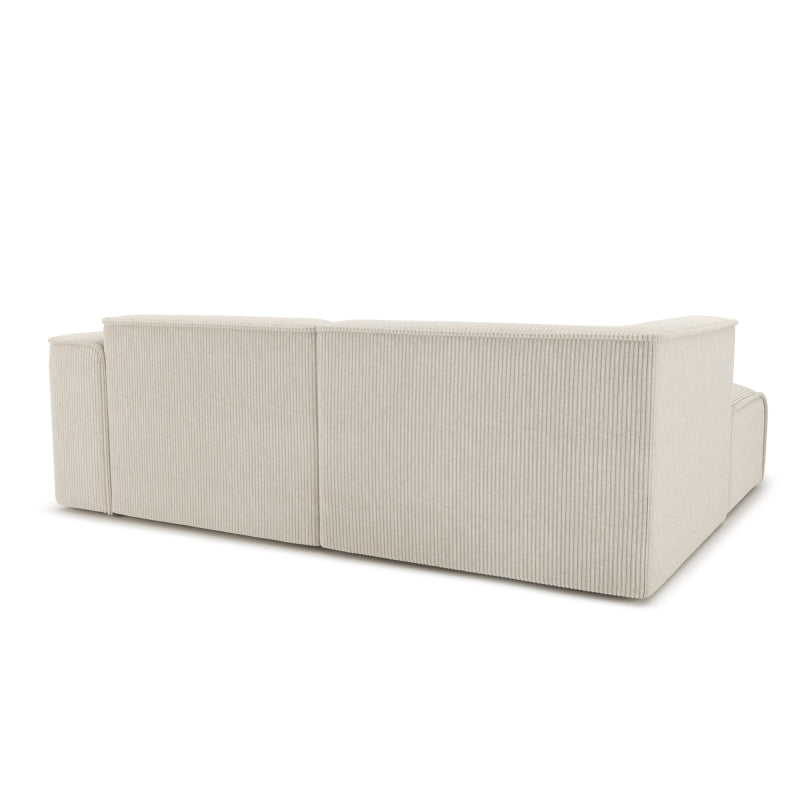 Canapé d'angle gauche fixe NUNA 4 places velours côtelé beige