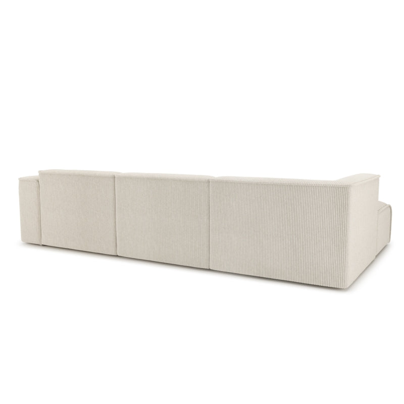 Canapé d'angle gauche fixe NUNA 5/6 places velours côtelé beige