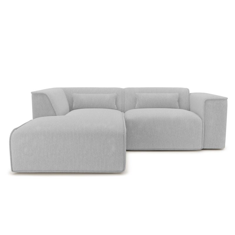 Canapé d'angle gauche 4 places NUNA en velours côtelé gris, compact pour salon moderne