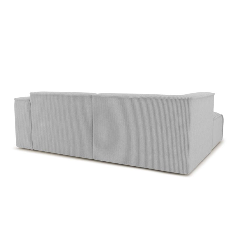 Canapé d'angle gauche fixe NUNA 4 places velours côtelé gris