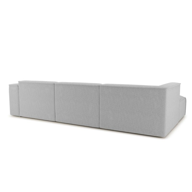 Canapé d'angle gauche fixe NUNA 5/6 places velours côtelé gris