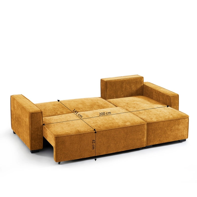 Canapé d'angle convertible et réversible GAVI 4 places tissu jaune