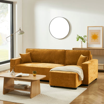 Canapé d'angle convertible et réversible GAVI 4 places tissu jaune
