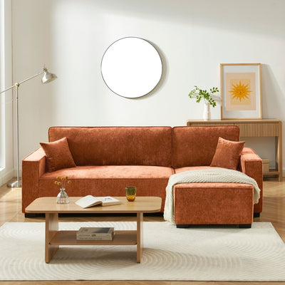 Canapé d'angle convertible et réversible GAVI 4 places tissu terracotta
