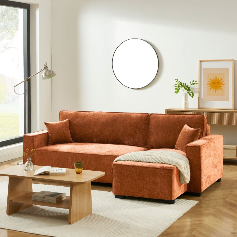 Canapé d'angle convertible et réversible GAVI 4 places tissu terracotta