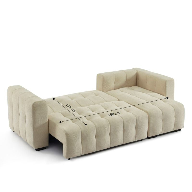 Canapé d'angle convertible et réversible LEVIA 4 places tissu taupe