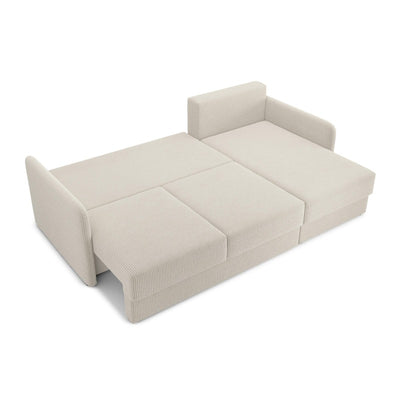 Canapé d'angle convertible LUKA 4 places velours côtelé beige