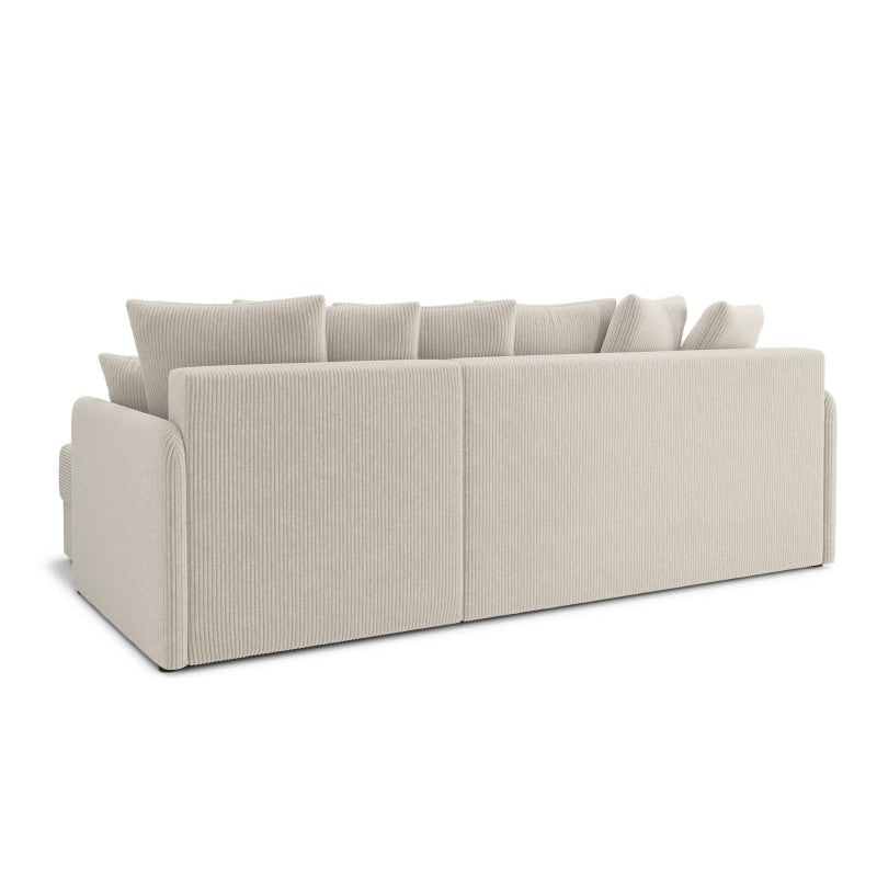 Canapé d'angle convertible LUKA 4 places velours côtelé beige