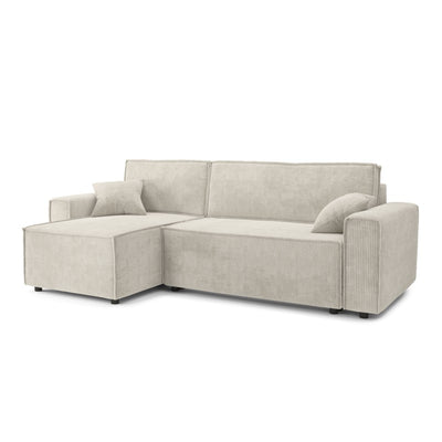 Canapé d'angle convertible et réversible MIRA 4 places velours côtelé beige