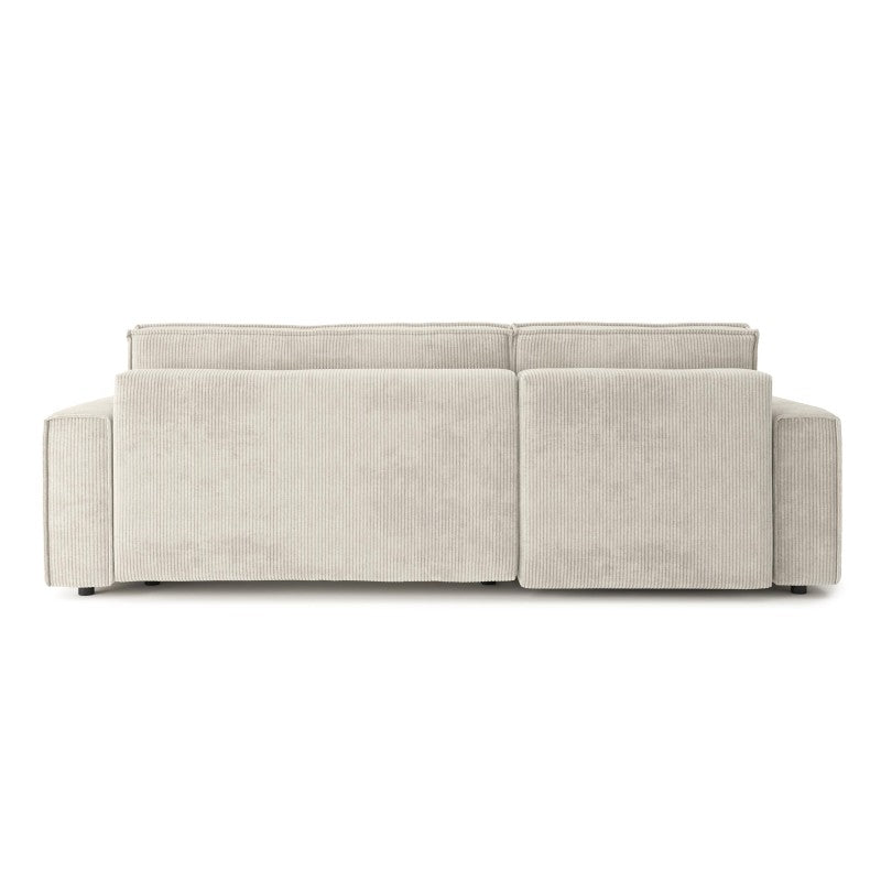 Canapé d'angle convertible et réversible MIRA 4 places velours côtelé beige