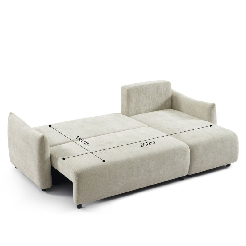 Canapé d'angle convertible et réversible NEMEA 4 places tissu chenille beige