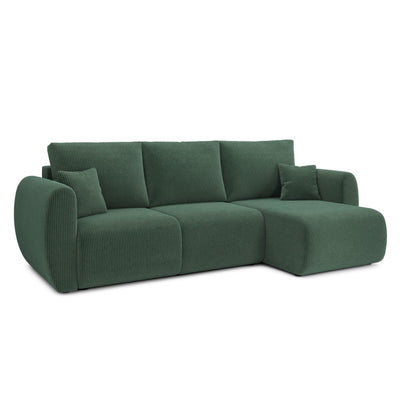 Canapé d'angle convertible REFA 4 places velours côtelé vert